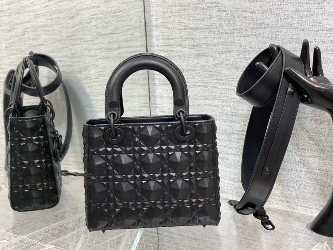 Small Lady Dior My ABCDior Bag Black Cannage Calfskin with Diamond Motif